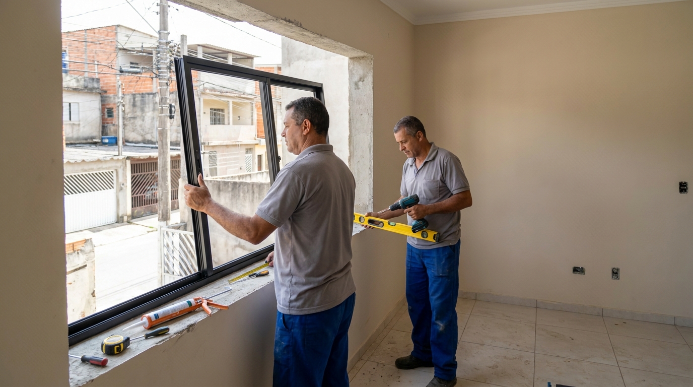 Esquadria de alumínio com vista para rua em Porto Alegre-RS