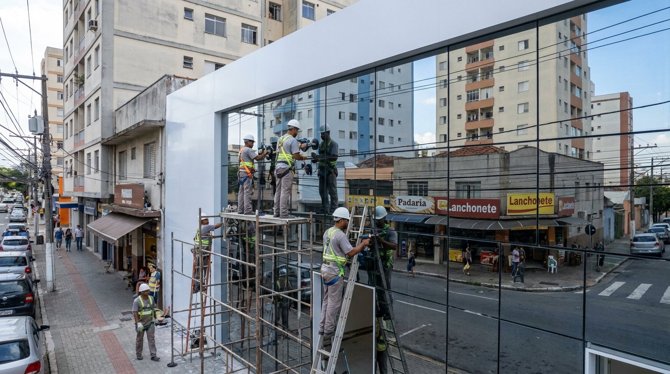 Fachada espelhada em esquina em Porto Alegre-RS